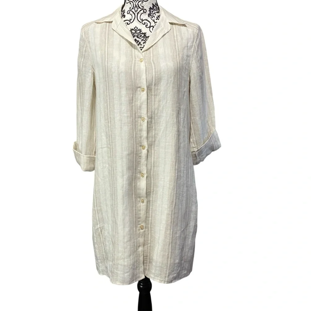 Maven West White Asymmetrical Long Sleeve Shirt Dress Sz-Small - Picture 2 of 6